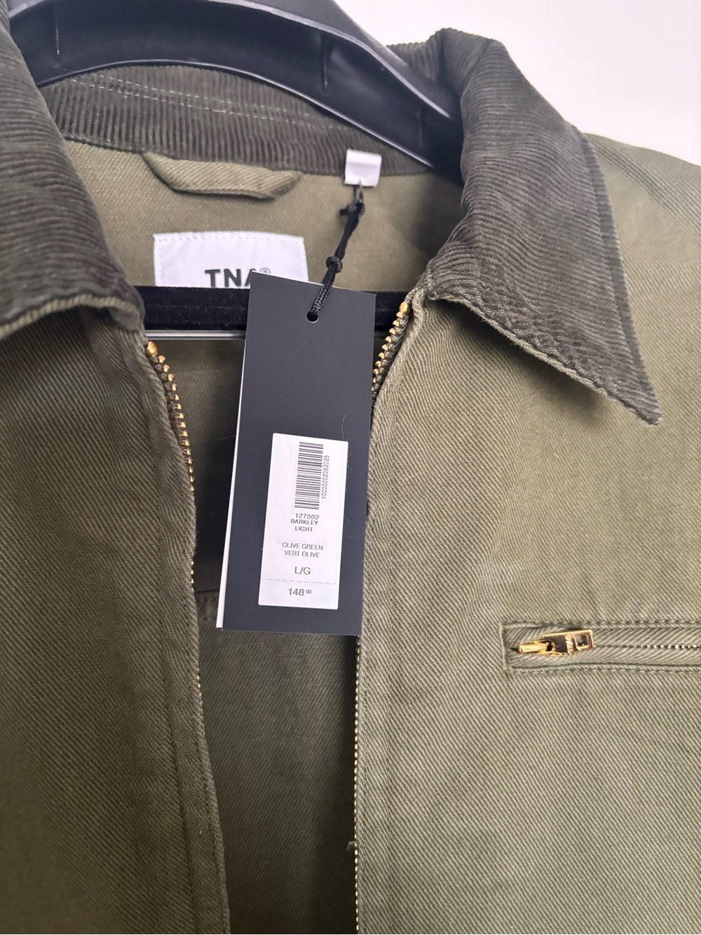 TNA Olive Green Crop Zip Jacket with Corduroy Collar - Picture 5 of 6